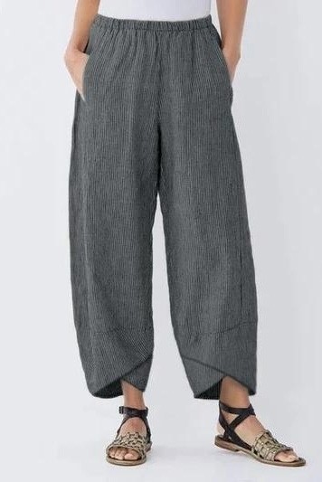 Stripe with Pockets Casual Loose Pants